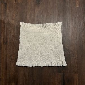 White ruffled tube top